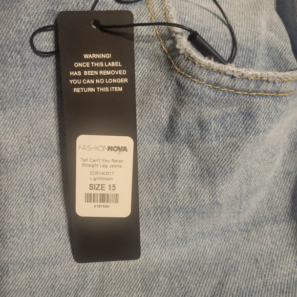 Tall Straight Leg Jeans - Light Wash Size 15 - Picture 4 of 4